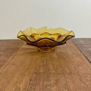 1960s Mid-Century Amber Viking Epic Line Footed Bowl Vintage Retro MCM‎